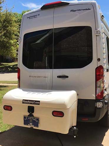 Ford Transit Van with StowAway Standard Hitch Cargo Carrier in Ivory