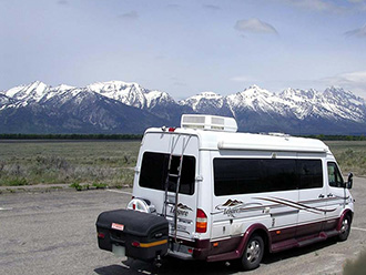 StowAway MAX Cargo Carrier on Leisure Travel van, Grand Teton National Park, Wyoming