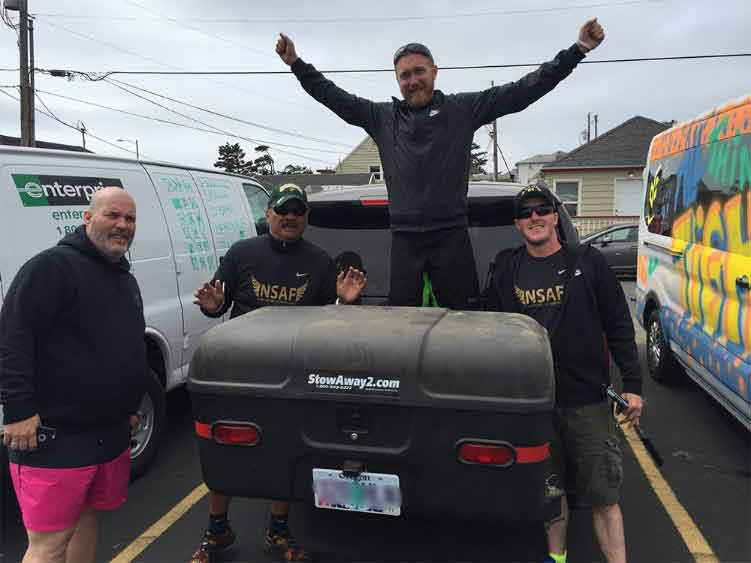 StowAway MAX Hitch Cargo Carrier used during Hood to Coast Relay in group shot
