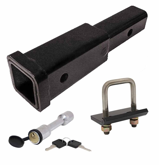 StowAway Hitch Extender Package includes a trailer hitch extension, hitch tightener and locking hitch pin