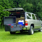 Hitch Cargo Box Standard swung out on Swingaway Frame